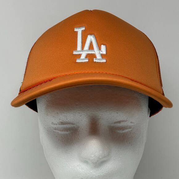 Los Angeles LA Dodgers Trucker Hat Baseball Cap 47 Brand Mesh Snapback Orange - Picture 2 of 9